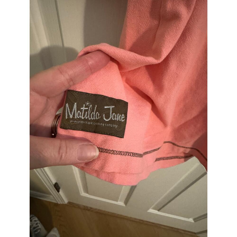 Matilda Jane Bow Trim Ruffle Dress Pink Girl's Size 8 - Picture 5 of 6